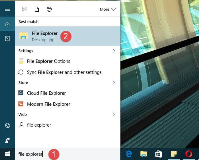 Windows 10, File Explorer, open, start, file, location