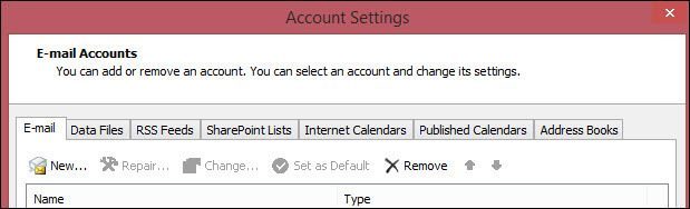 Outlook 2010 remove account