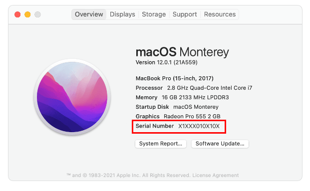 About this Mac window in mac OS Monterey